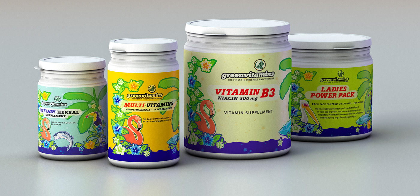 Diverse Verpackungsgrößen Vitamindosen